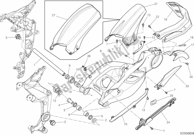 Todas las partes para Brazo Oscilante de Ducati Multistrada 1200 ABS USA 2014